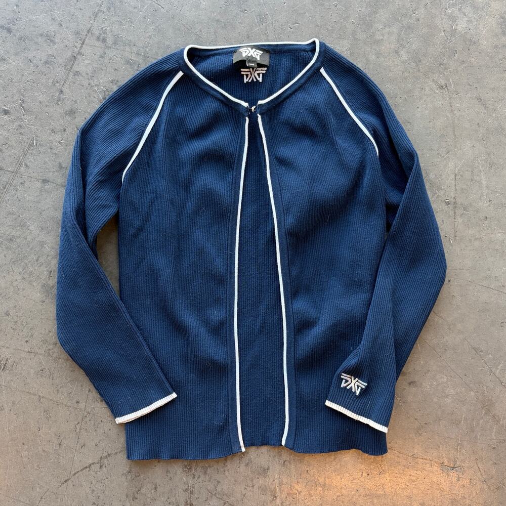 PXG Parsons Golf Long Line Knit Navy Cardigan Longsleeve Women's Sweater XXS